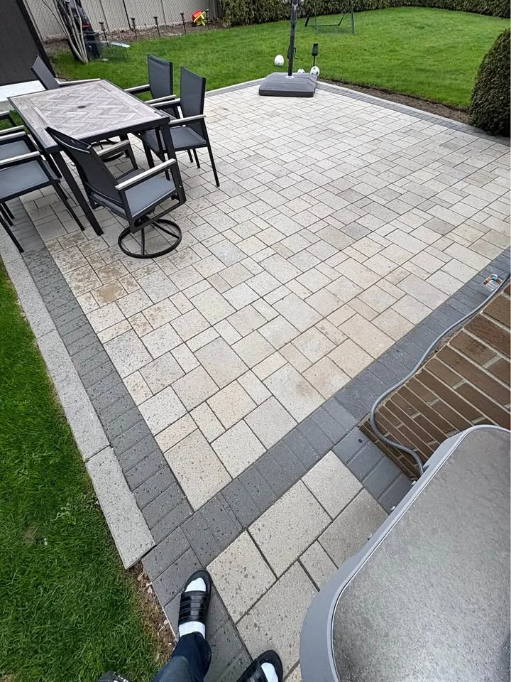 Paver patio with outdoor dining set