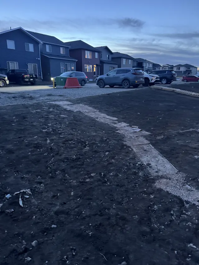 Compacted base across a rear yard